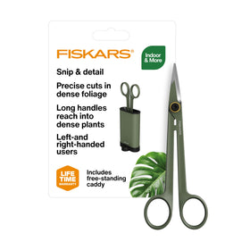 Fiskars Plant Detailer Snips long reach enables precise pruning in tight canopies.