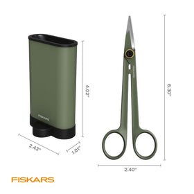 Fiskars Plant Detailer Snips micro-tip blades enable precise deadheading and shaping.