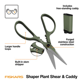 Fiskars Plant Shaping Shears ambidextrous handles for comfortable use by all gardeners.