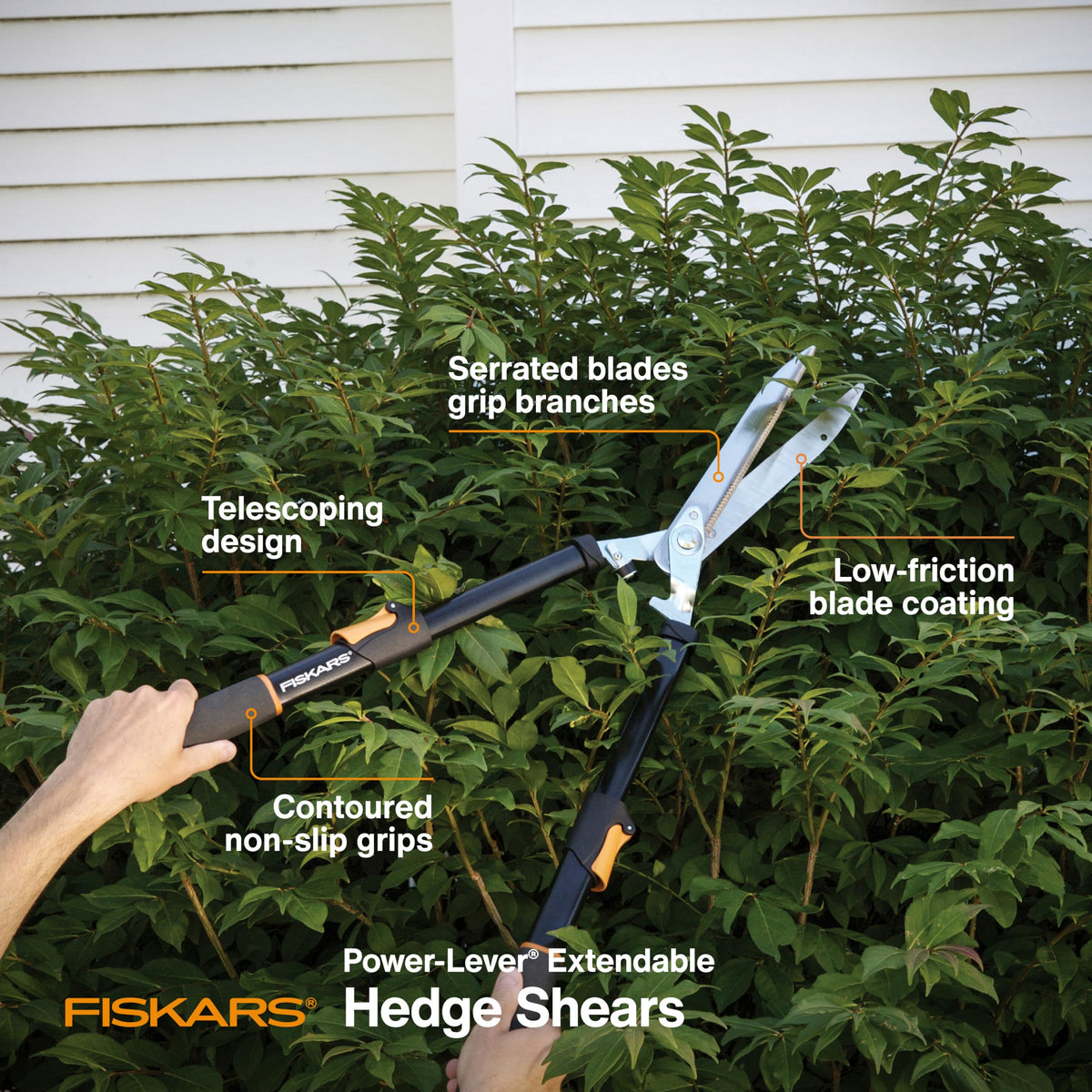 Fiskars 10-inch serrated blades deliver clean, durable pruning performance