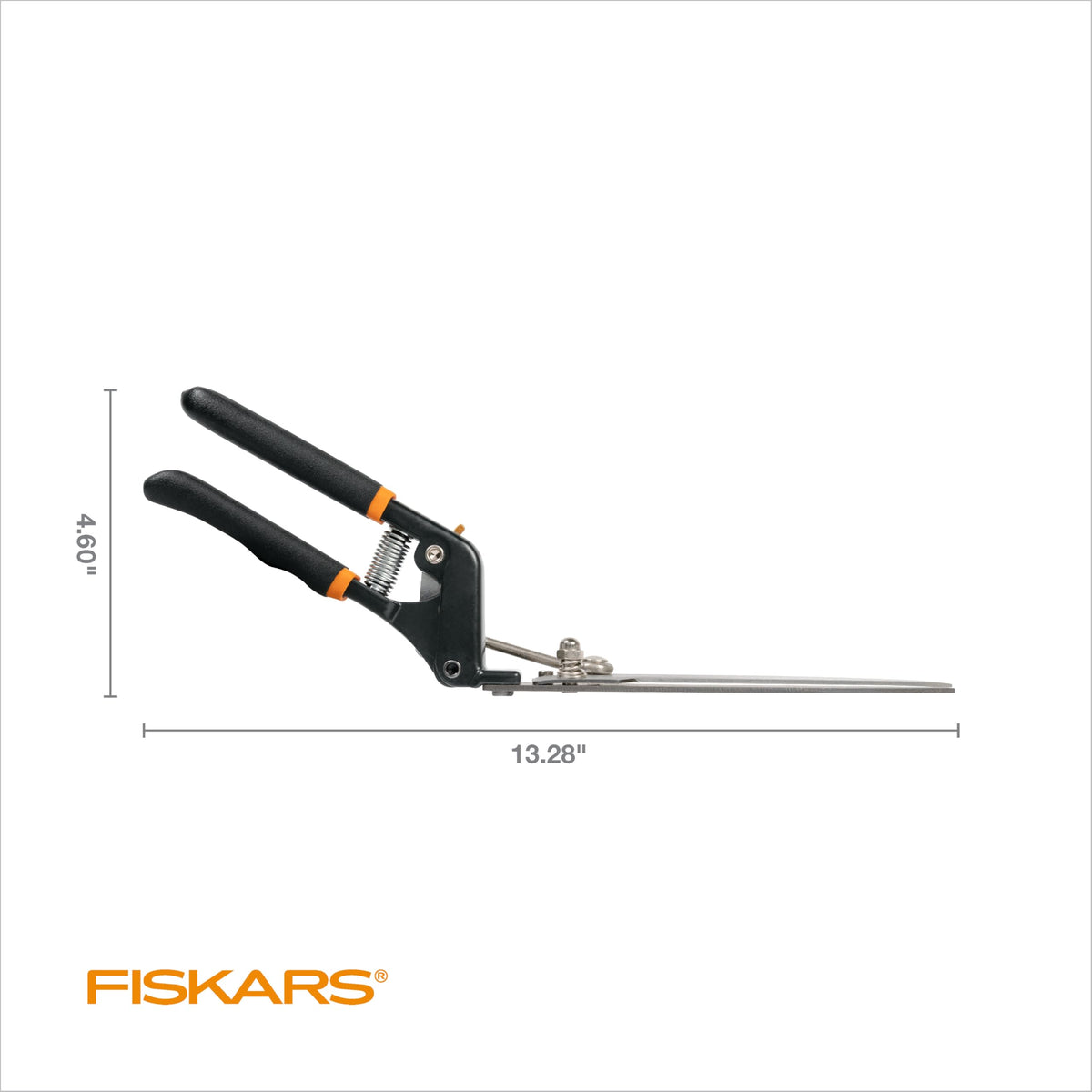 Fiskars Power-Lever Grass Shears safety lock engaged for secure storage