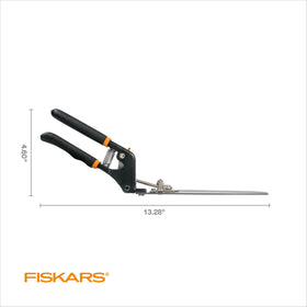 Fiskars Power-Lever Grass Shears safety lock engaged for secure storage