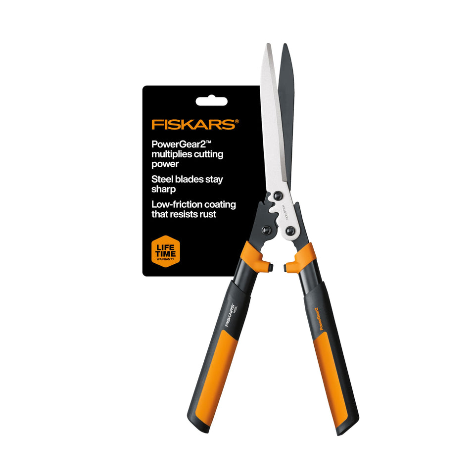 Fiskars PowerGear2 Hedge Shears blade close-up for sharp precision on tough cuts