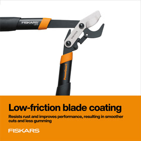 Fiskars PowerGear2 softgrip ergonomic handles enhance comfort during extended pruning.