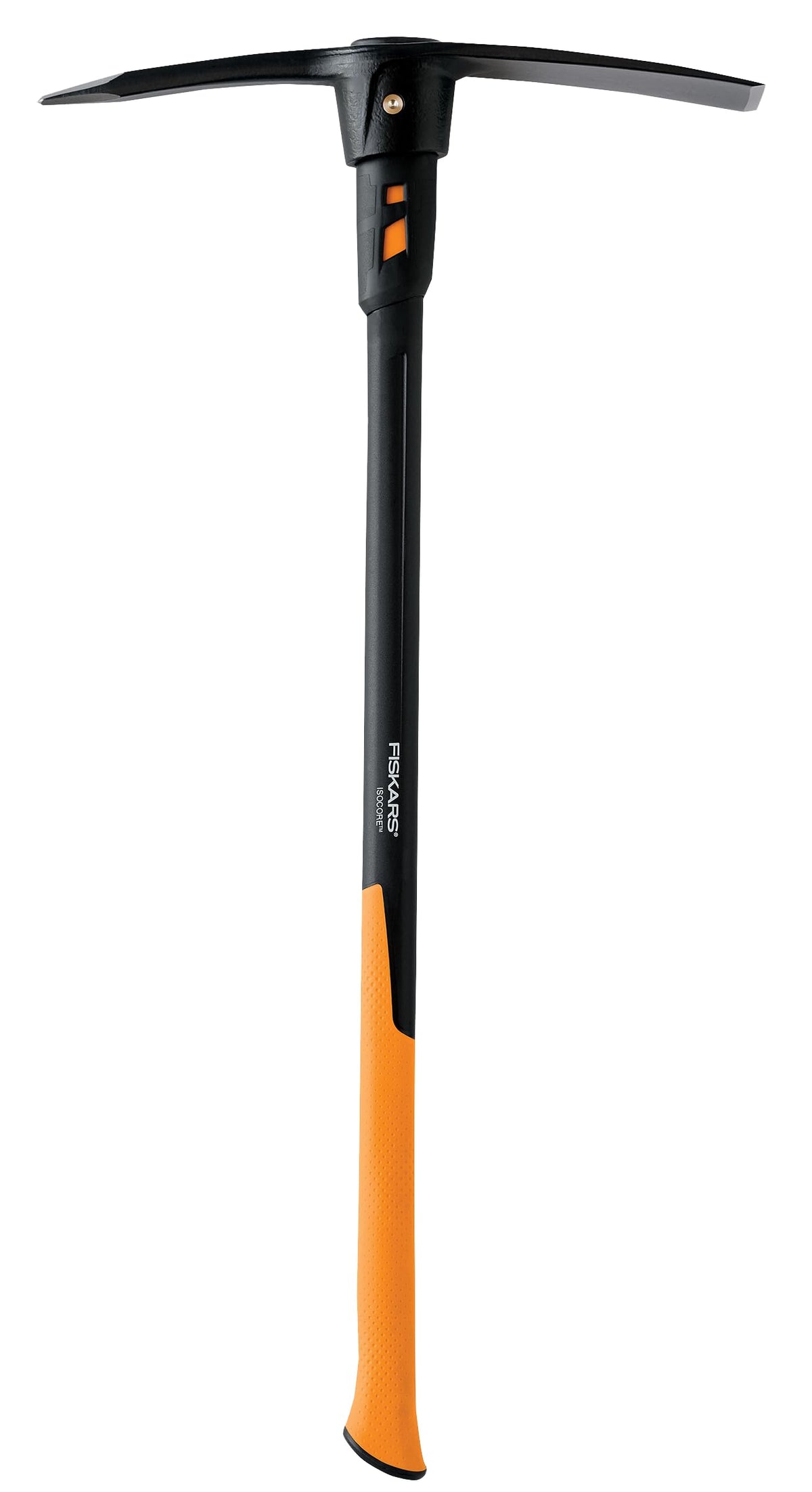 Fiskars Pro IsoCore pickaxe head for breaking tough soil and rocks.