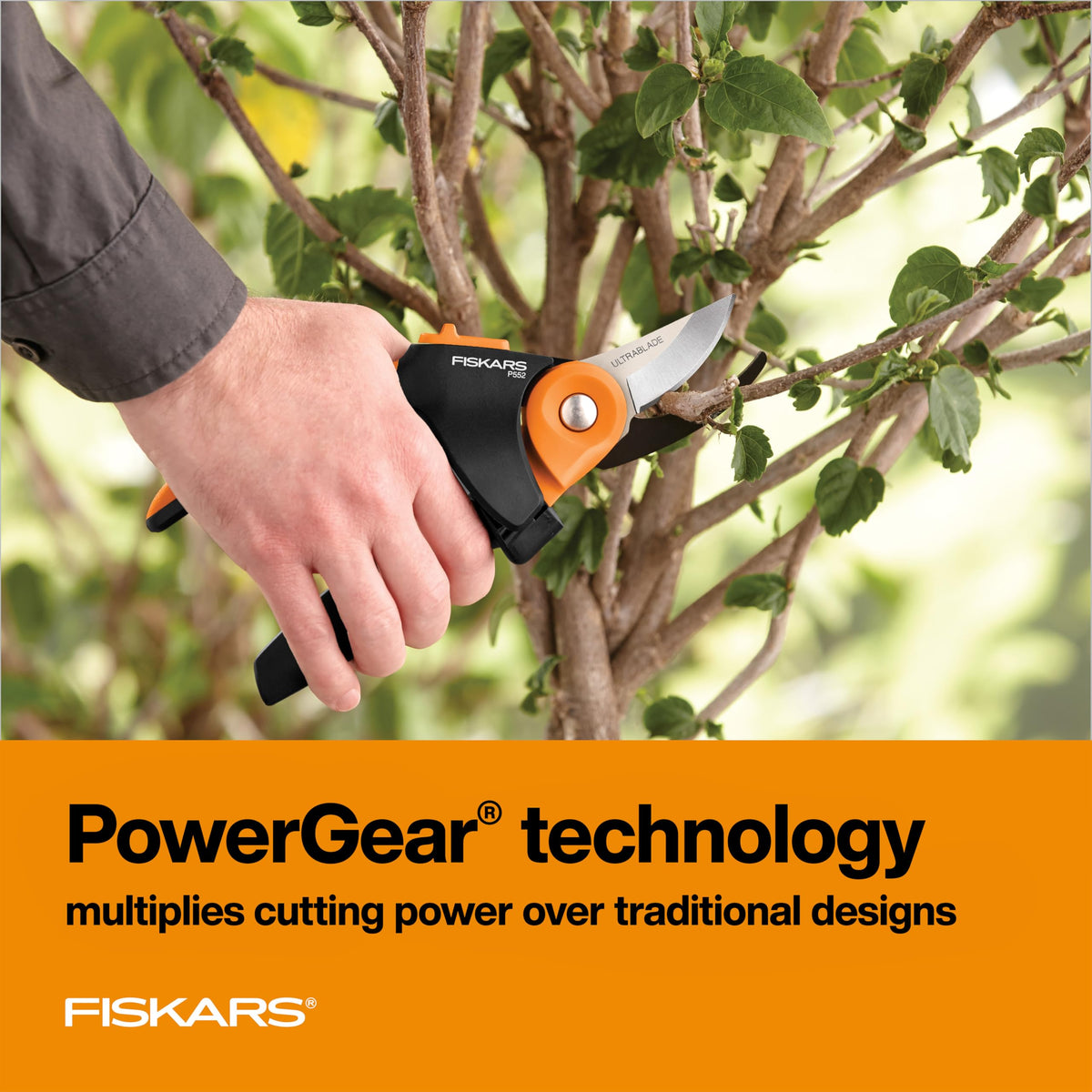 DuraFrame construction on Fiskars pruning shears for strong yet lighter tool