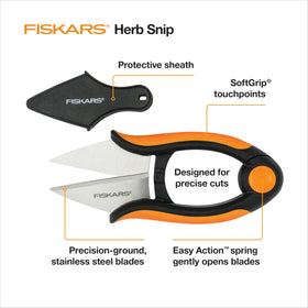 Fiskars stainless steel blades stay sharp for reliable snips.