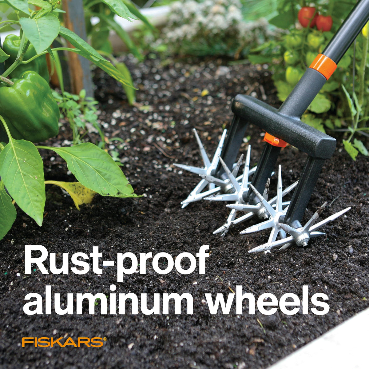 Fiskars Tiller Cultivator with lifetime warranty emphasizes durability and value