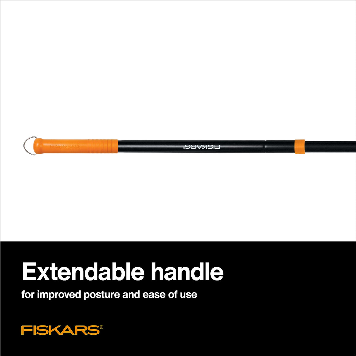 Rust-proof aluminum wheels on the Fiskars tiller endure heavy use outdoors