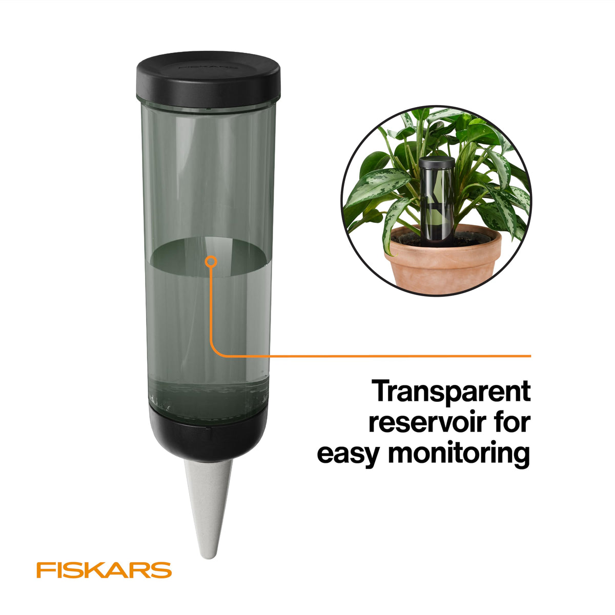 Fiskars UV-resistant plastic design suited for sunny balcony use.