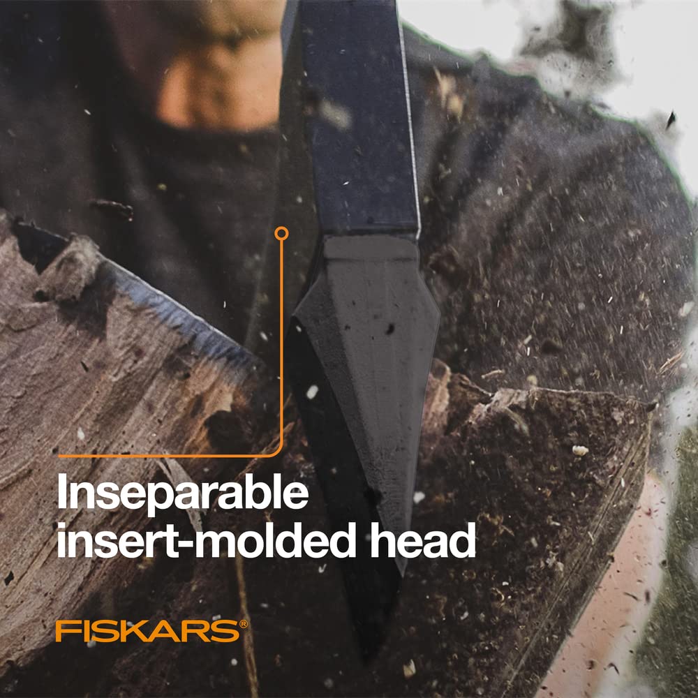 Fiskars X11 in action splits small logs with one-strike efficiency.