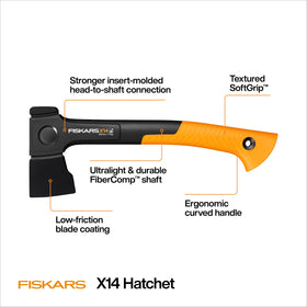 Fiskars X14 low-friction coating helps blade glide smoothly and resist rust.