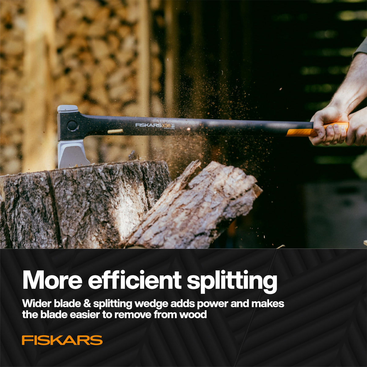 Fiskars X36 softgrip texture aids secure control during swings