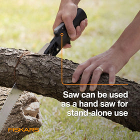 Fiskars XtendControl snap-fit poles simplify setup and storage