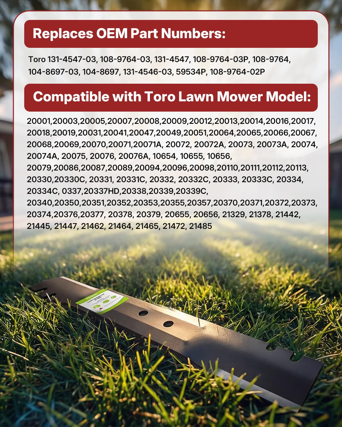 Fismiuta mulching blade length 21-11/16 inches fits Toro mowers.