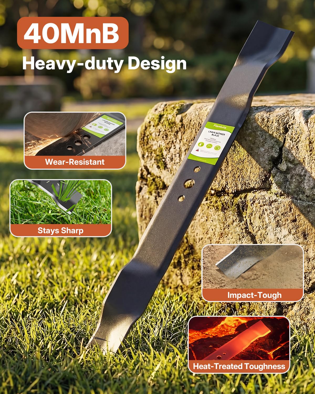 Fismiuta hardened steel edge offers durable, sharp cuts for weekend lawn care.
