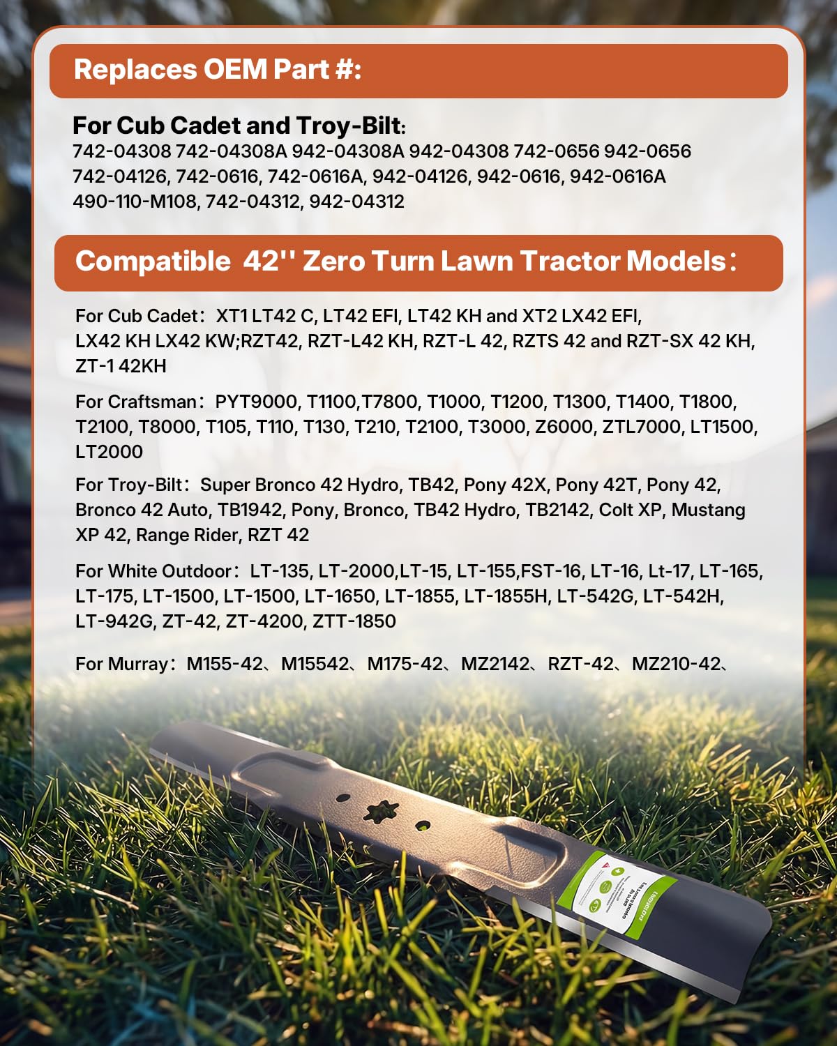 Fismiuta 42-inch mower blade in action demonstrates efficient mulching and clean cuts.