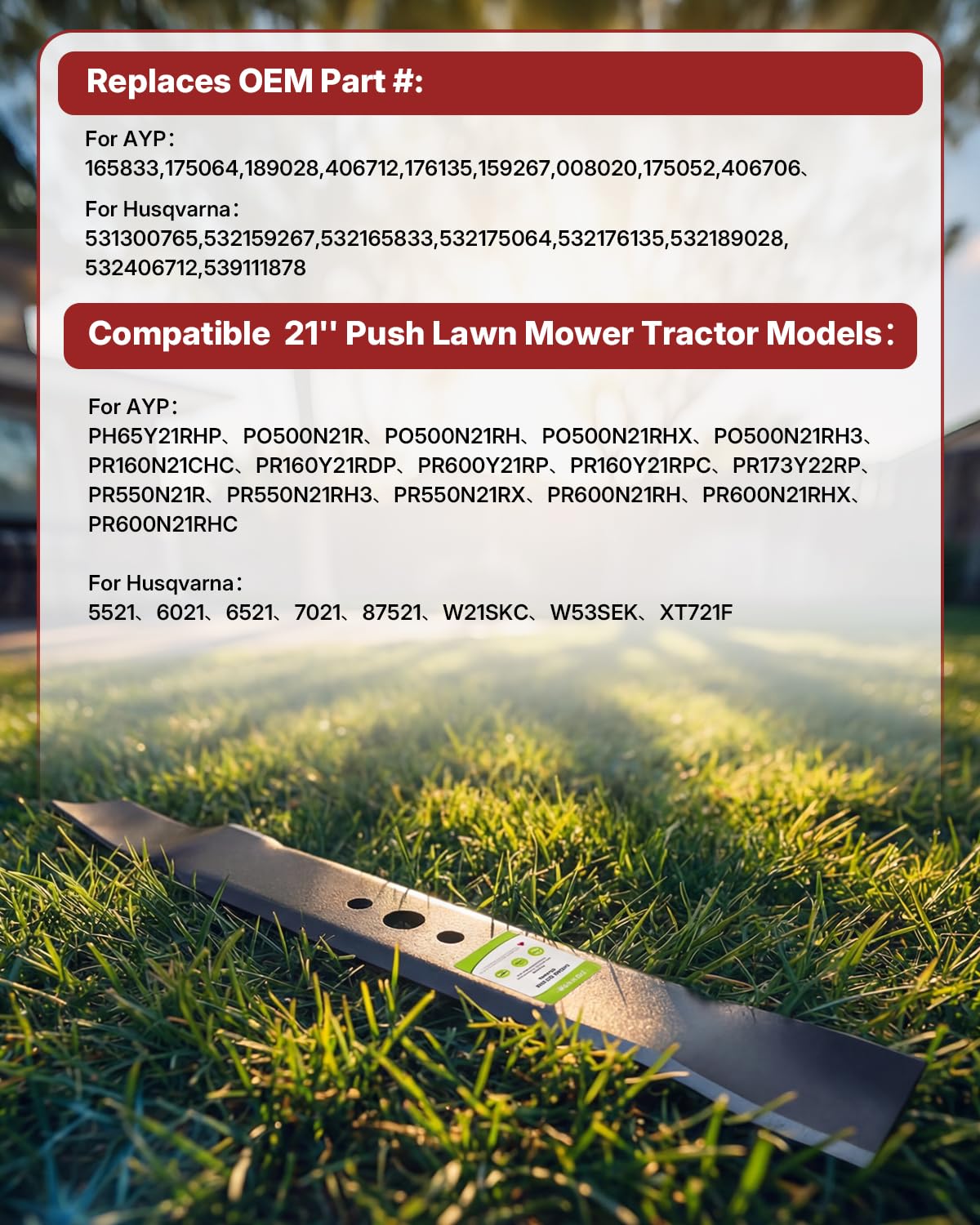 Fismiuta 532406712 heavy-duty blade designed for durable mowing performance