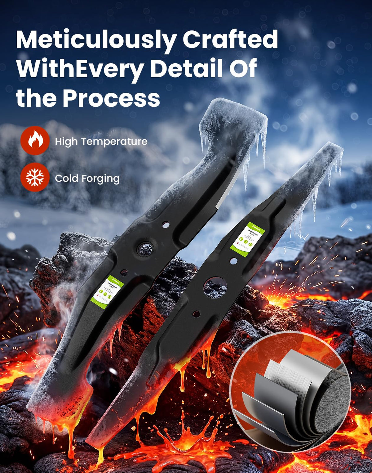 Fismiuta high-carbon steel blades 21-inch durability and long-lasting sharp edge.