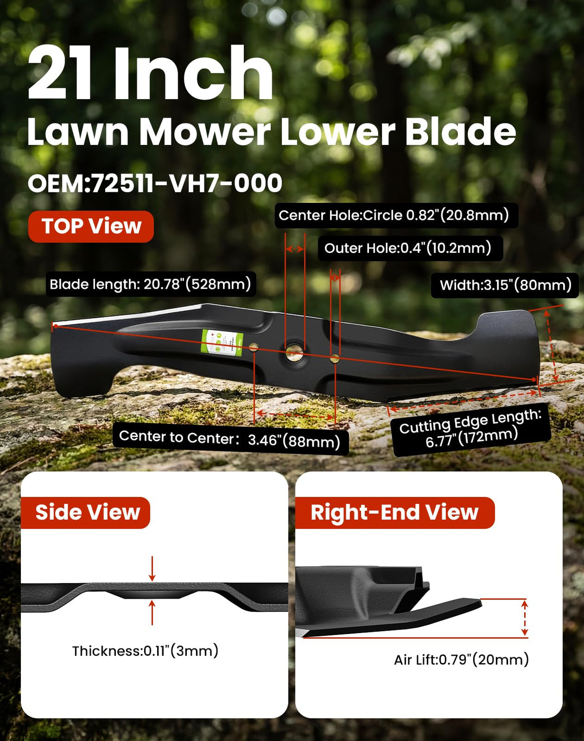 Fismiuta Honda HRX217 lower blade 21-inch boosts bagging efficiency and cut quality.