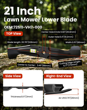 Fismiuta Honda HRX217 lower blade 21-inch boosts bagging efficiency and cut quality.