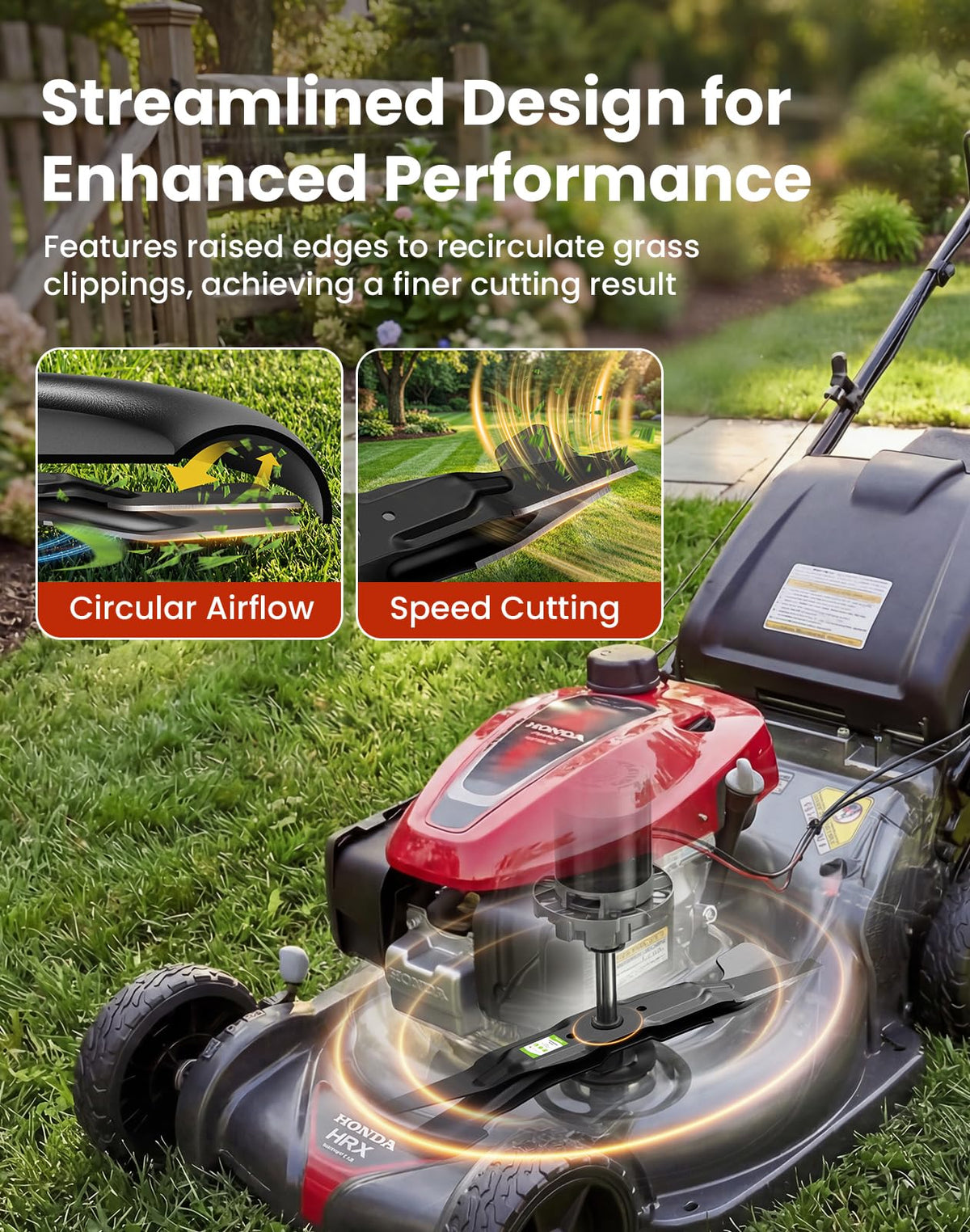 Fismiuta powder-coated blades 21-inch rust resistance for outdoor durability.