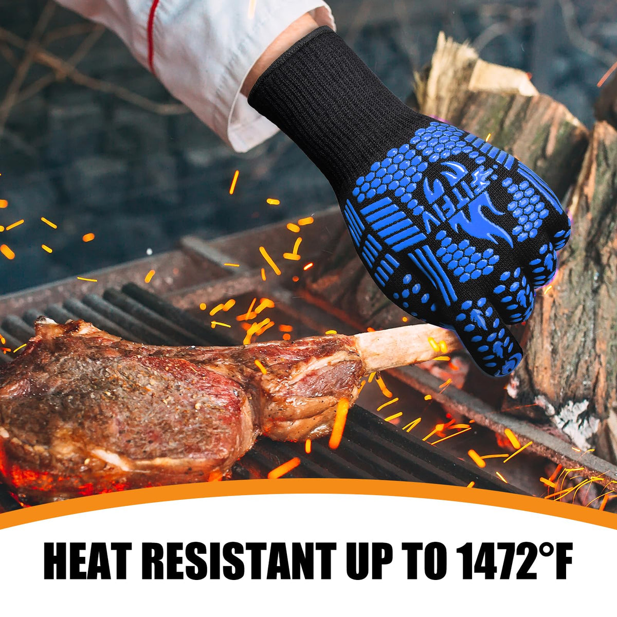 FITFIV BBQ Gloves feature aramid fiber shell for durable protection