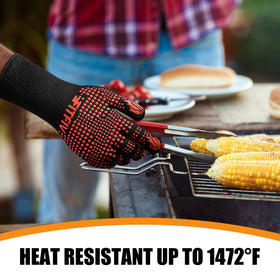 FITFIV BBQ gloves offering forearm and wrist protection while cooking