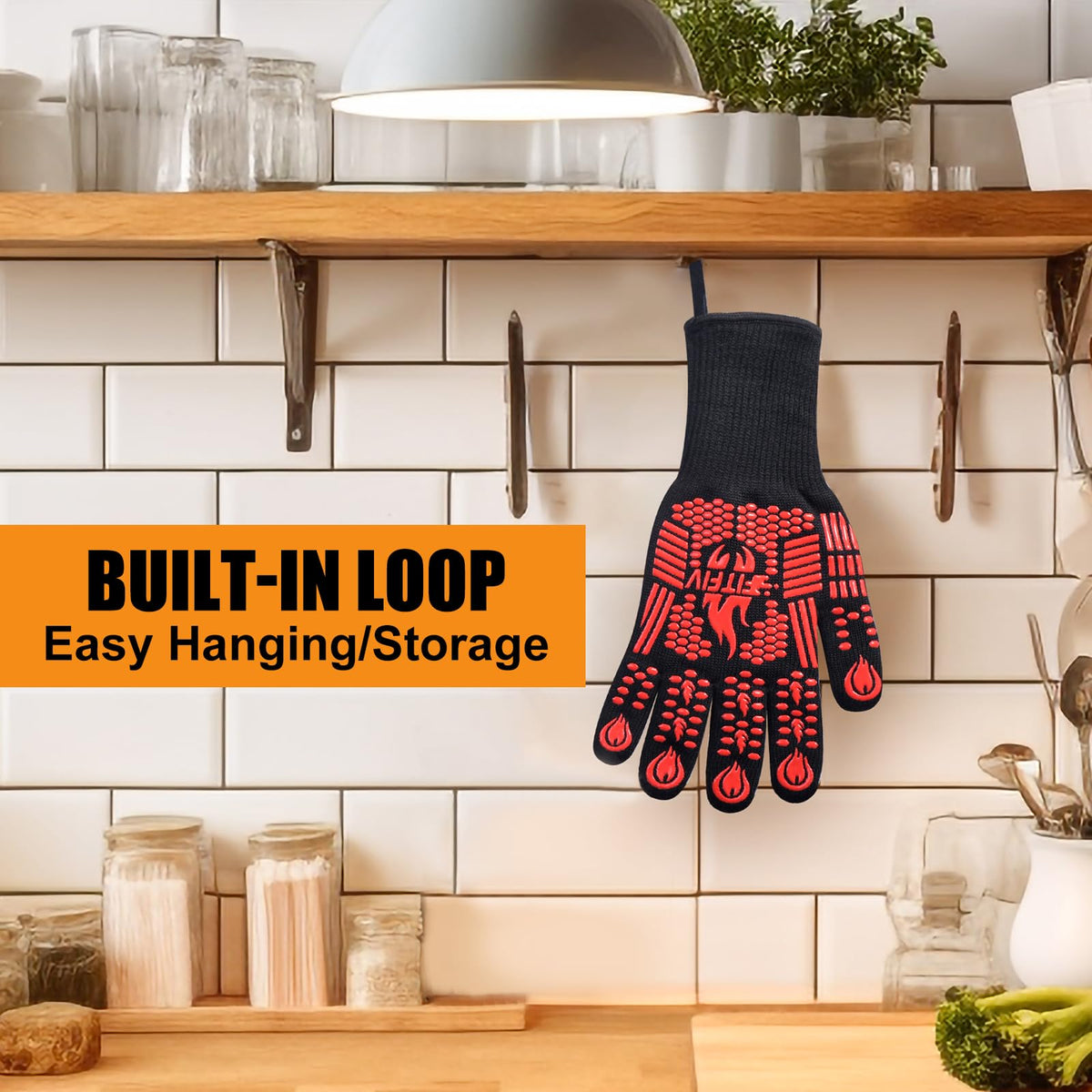 FITFIV BBQ gloves full-coverage design protects fingers, palms, wrists, and forearms