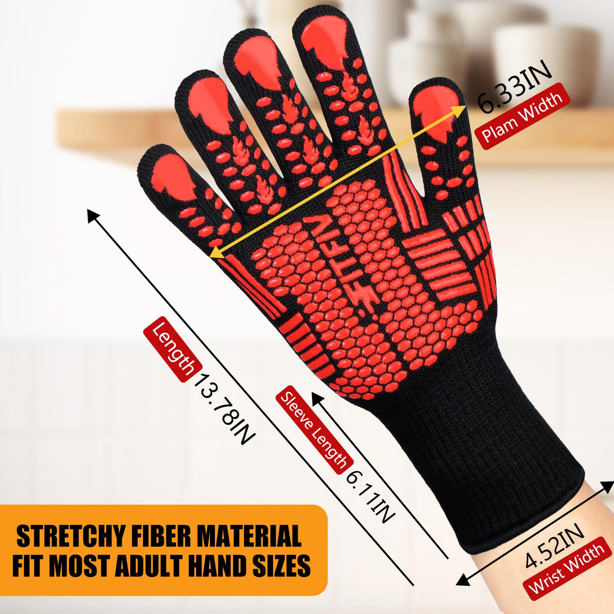 FITFIV BBQ gloves heat resistance highlights protection during high-heat cooking and baking