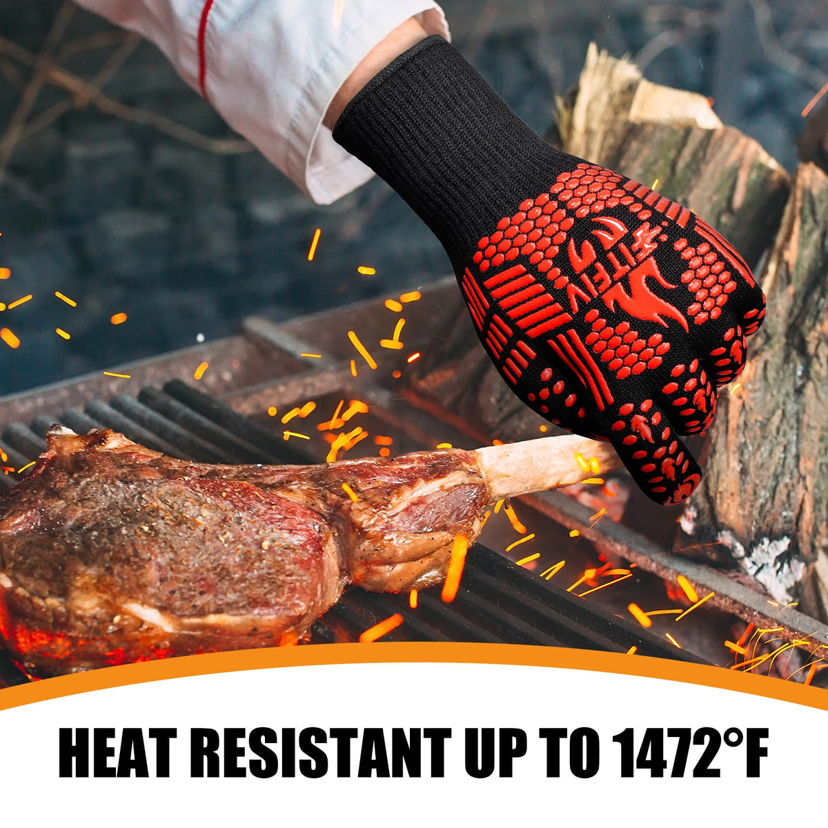 FITFIV oven gloves non-slip emphasizes steady grip on hot trays and pans