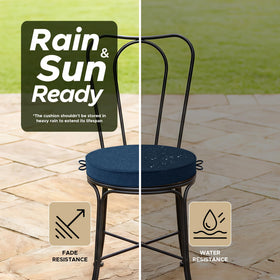 Fitfree foam-filled chair cushions in navy provide firm support and shape