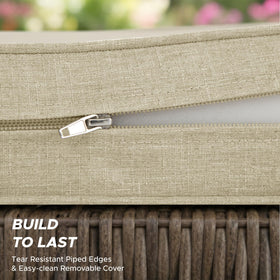 Fitfree cushion includes tie straps to anchor to different furniture styles