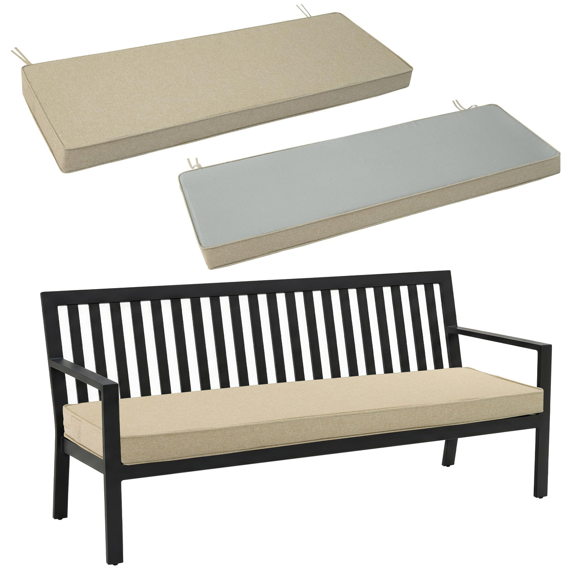 Fitfree outdoor bench cushion with water-resistant fabric for durable garden seating