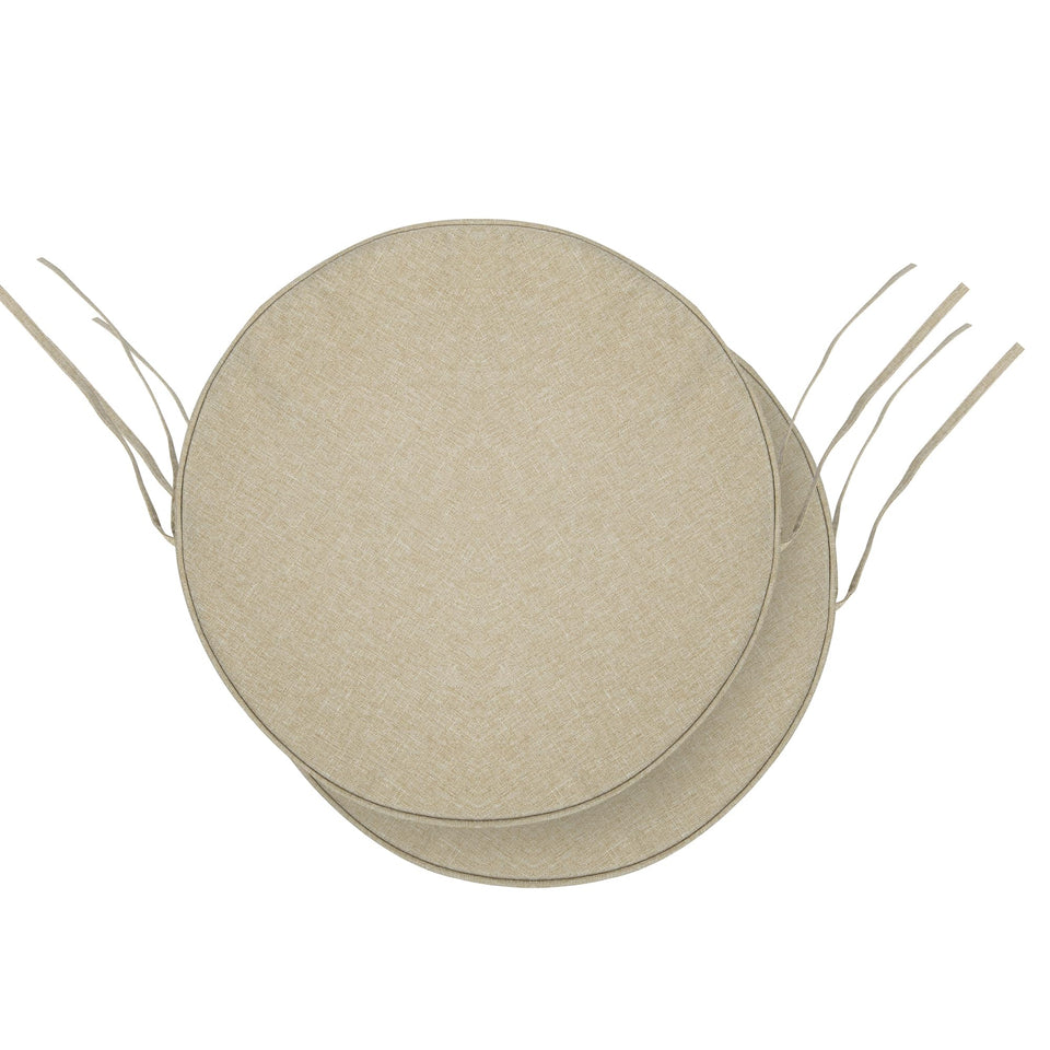 Fitfree round chair cushion 15-inch natural close-up shows fade-resistant fabric