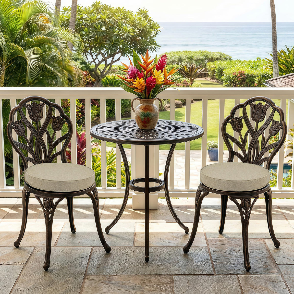 Fitfree round chair cushion natural 15-inch water-resistant fabric demonstrates easy cleaning