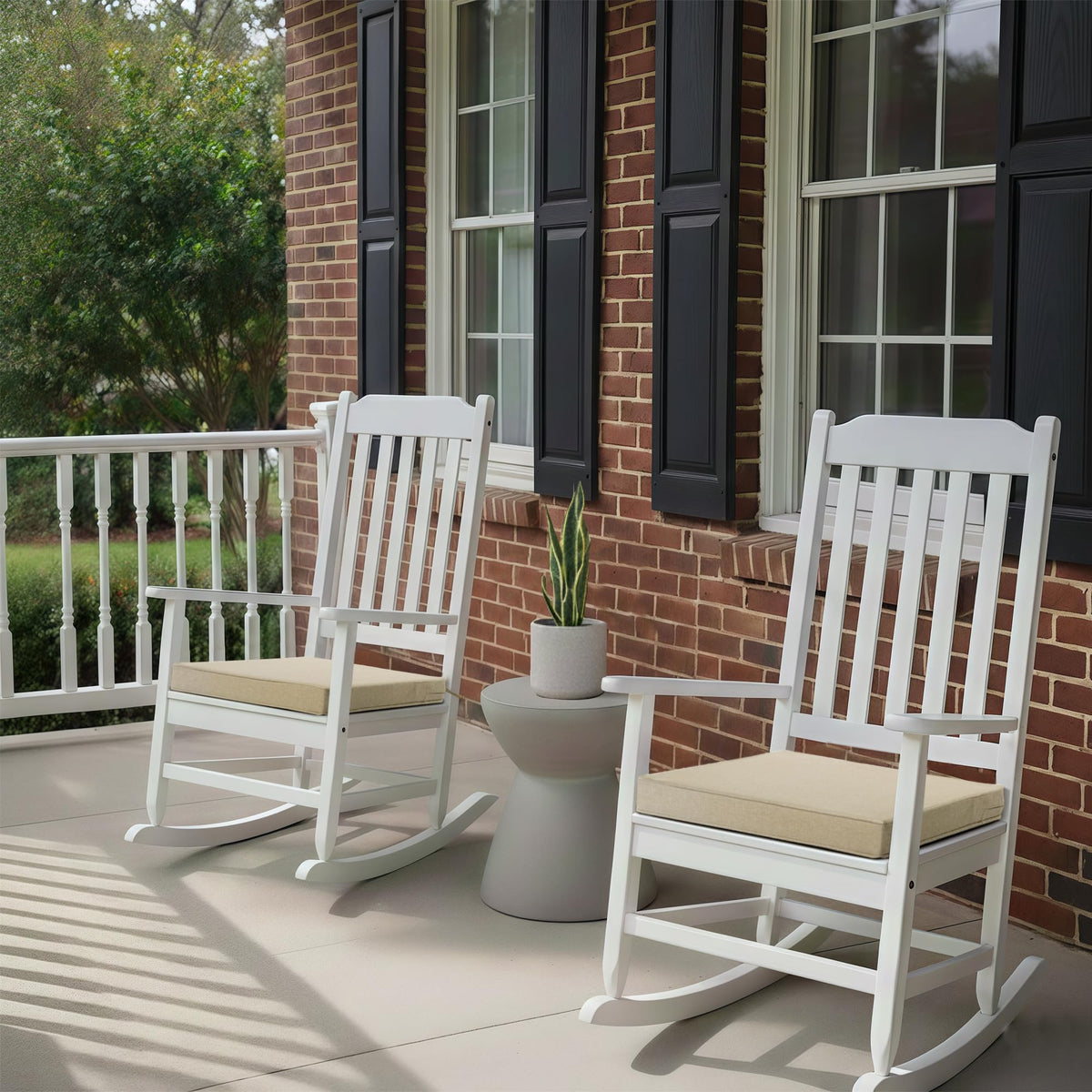 Fitfree seat cushion in fade-resistant fabric retaining color under sun.