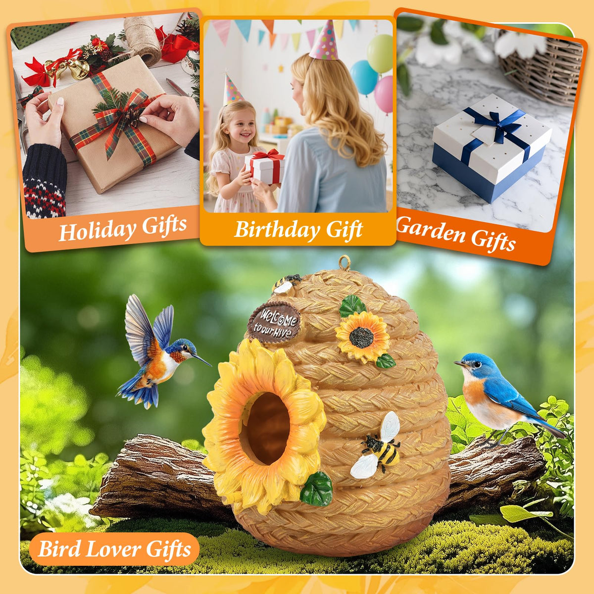 Fitraho bird house indoor display adds natural touch.