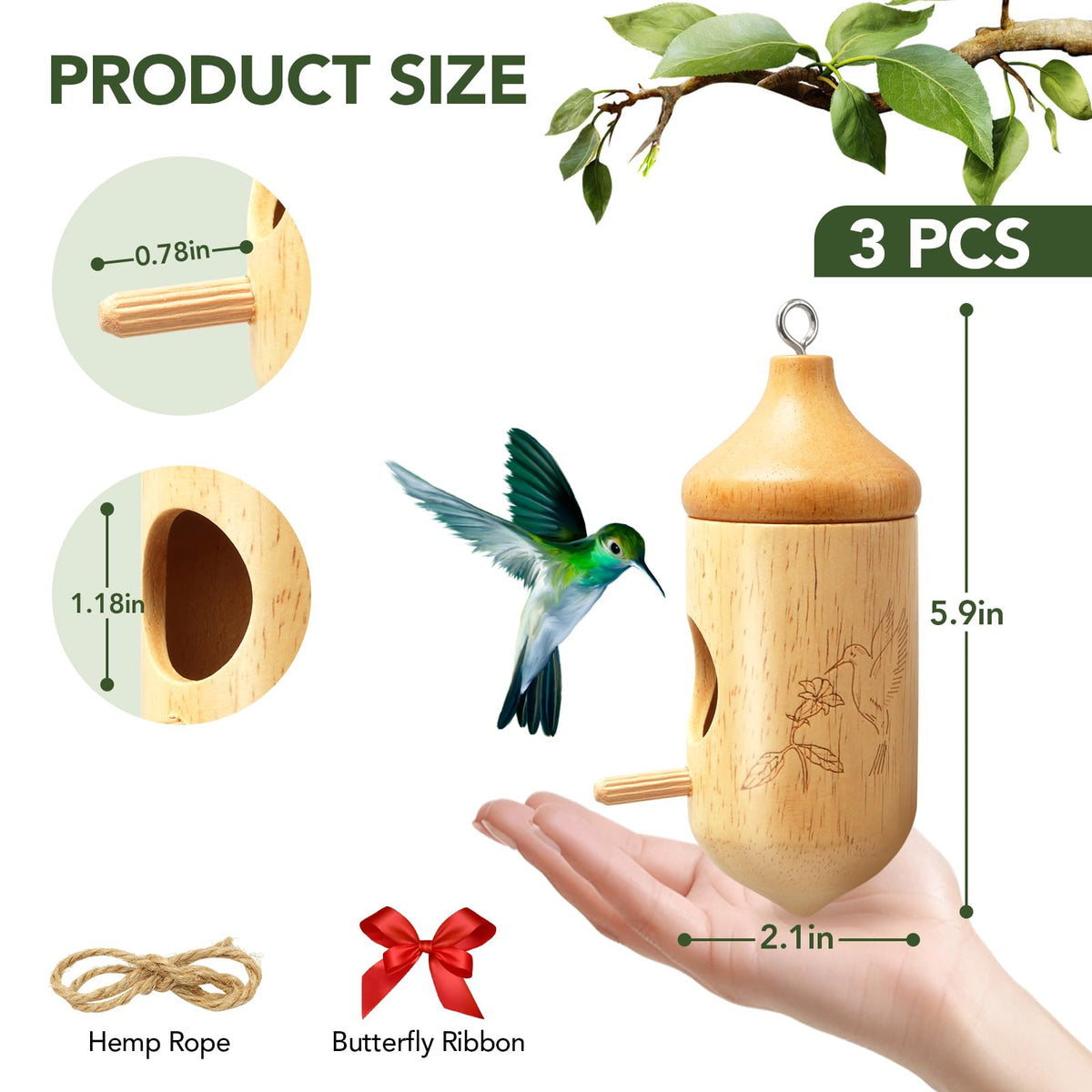 Fitraho hummingbird house red ribbon highlight lures nectar visitors in sunny mornings