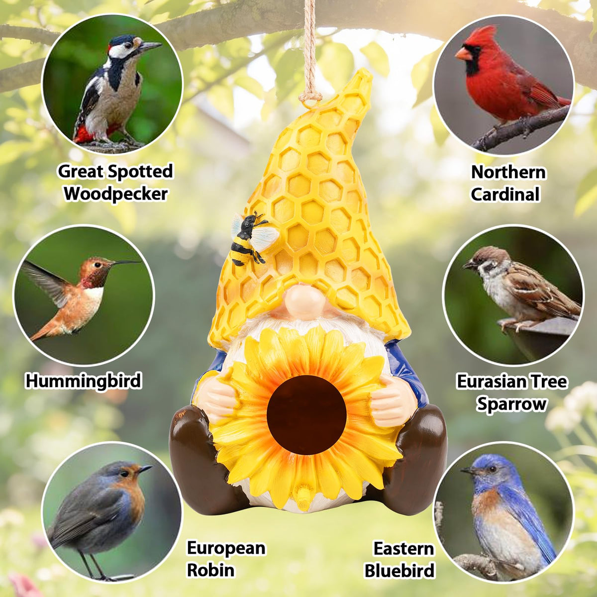 Fitraho small entrance hole bird house designed for sparrows and bluebirds