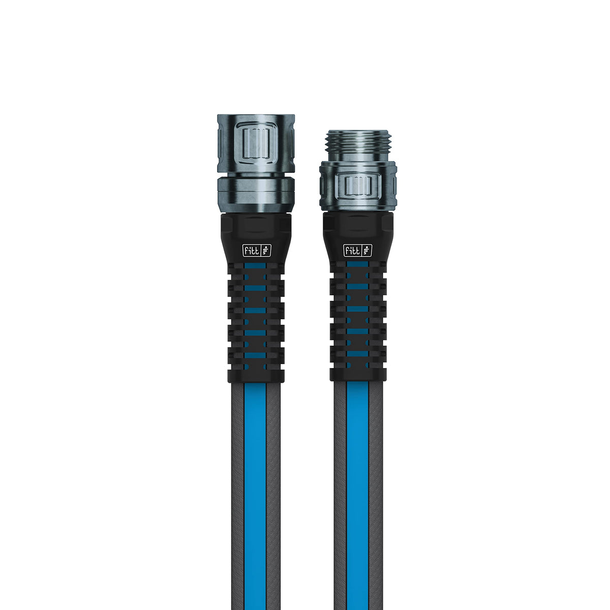 FITT Force Pro water hose flat design stretched for space-saving storage and maneuverable handling.
