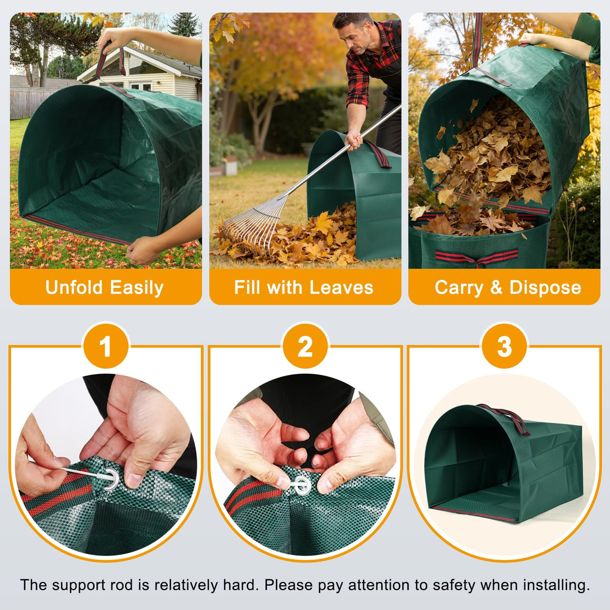 Fiudiry 53-gallon leaf bag demonstrating high capacity
