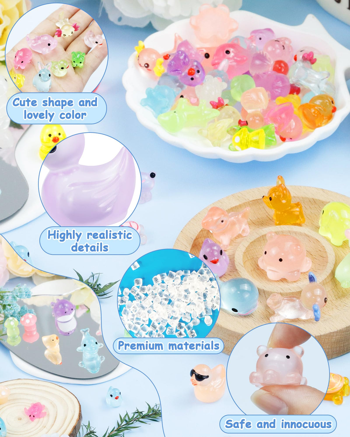 Fiveizero glow resin animals suitable for aquariums and terrariums.