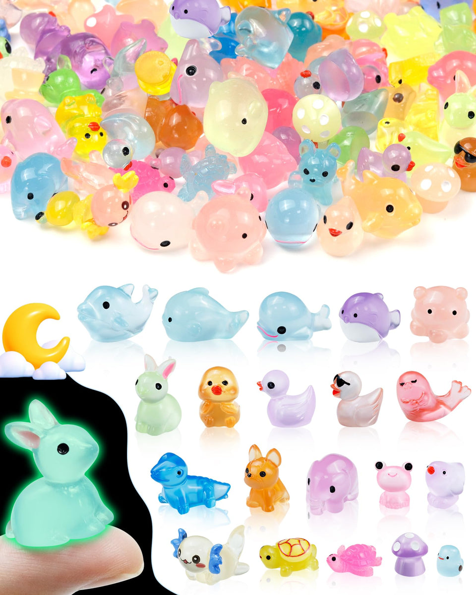 Fiveizero bulk glow mini resin animals for dollhouses and party favors.