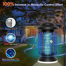 Bottom LED lamp function on the Fiveye Bug Zapper provides ambient lighting