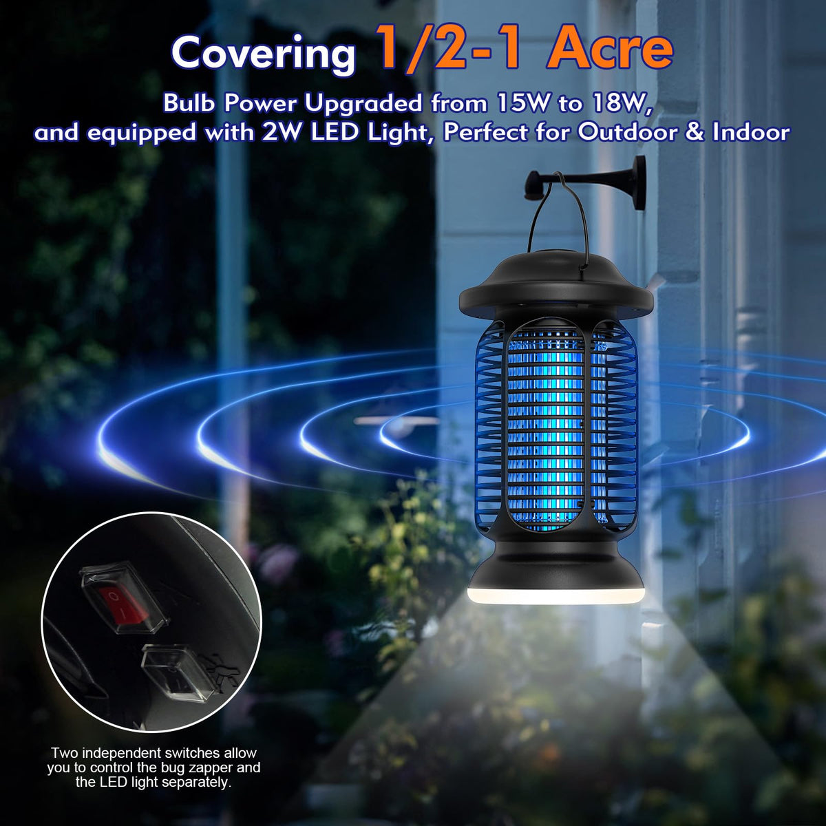 Fiveye Bug Zapper IPX4 casing protecting against rain and outdoor conditions