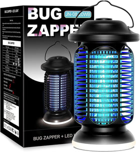 Fiveye Bug Zapper outdoor unit with LED light illuminating the patio and attracting insects