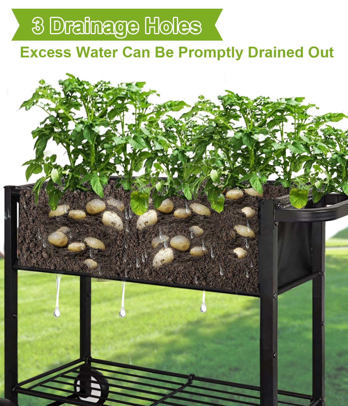 Fiwithy planter box on wheels enables easy relocation for sun shading.