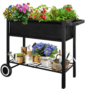 Fiwithy raised garden bed with legs, front view, ergonomic height for easy planting.