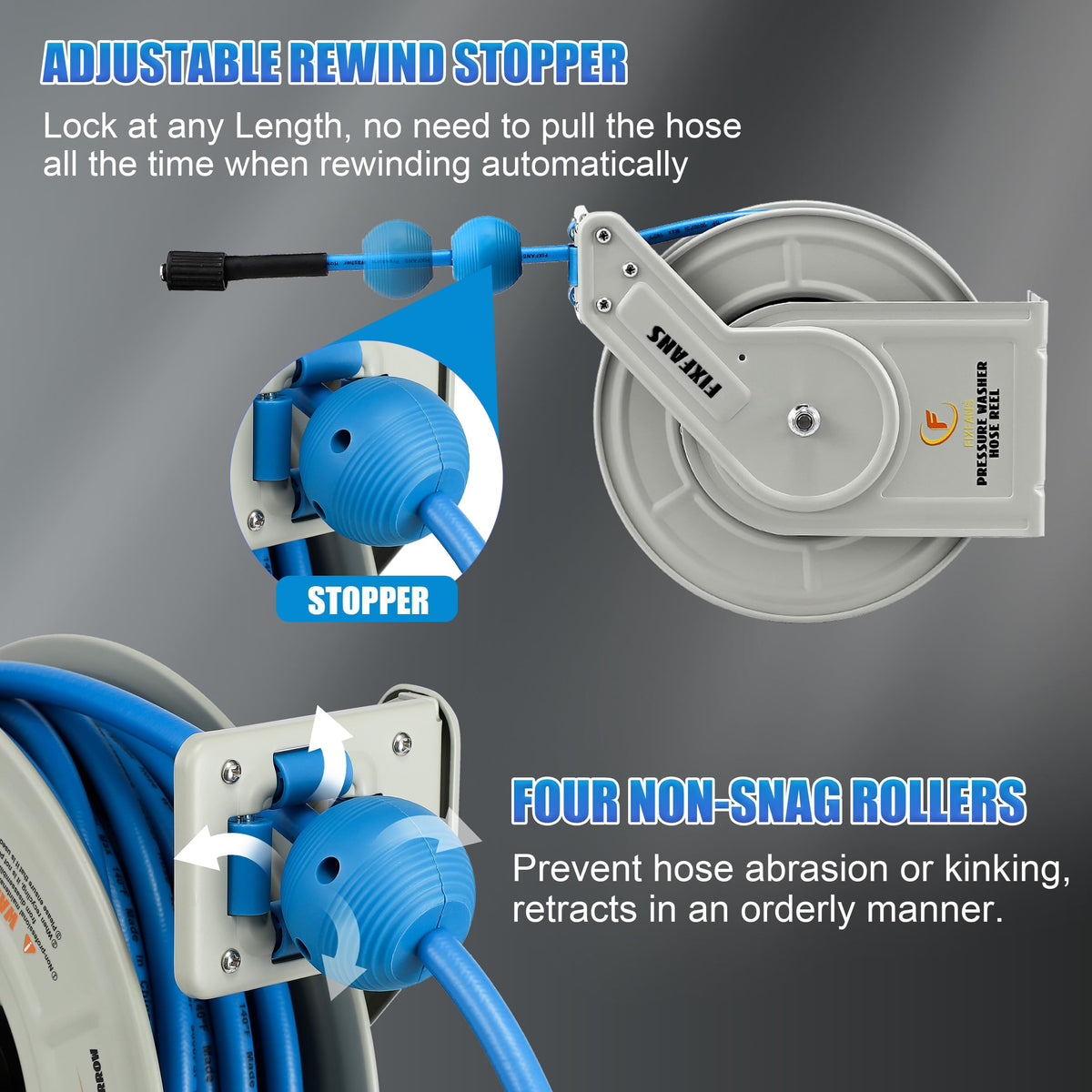 FIXFANS hose 60ft length provides ample reach for gardens and workshops.